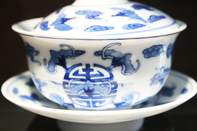 天貓 景德鎮陶瓷 手繪 青花 蓋碗 品茗杯 禮品瓷 萬壽無疆 - 搜品廊