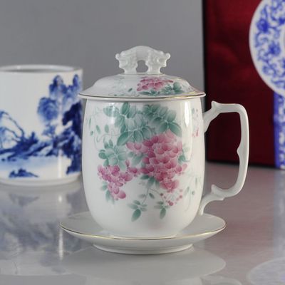 【釉下五彩 三件套杯 茶杯 水杯 辦公室杯 老板杯 禮品瓷】?jī)r(jià)格,廠家,圖片,杯子,景德鎮(zhèn)誠(chéng)耀商貿(mào)-