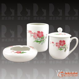 醴陵釉下彩手繪辦公套件 精致典雅的禮品瓷