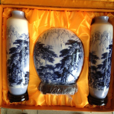 高檔禮品瓷 10寸釉中彩青竹扁瓶三件套的魅力